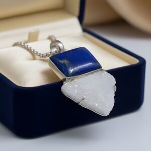 Sterling Silver 925 Pendant With Semiprecious Stones.